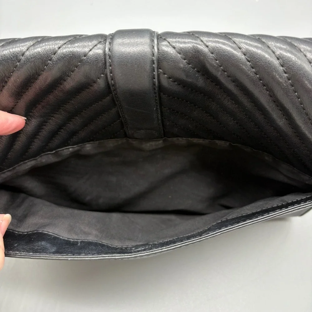 Rebecca Minkoff‎ Chevron Quilted Leather Love Crossbody Shoulder Bag Black